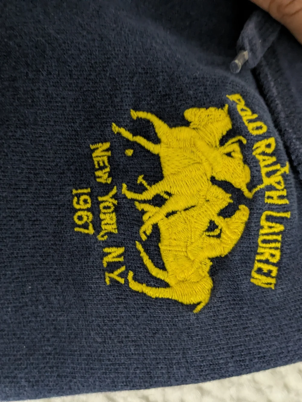 Ralph Lauren Navy Sweatpants with Yellow Polo Crest